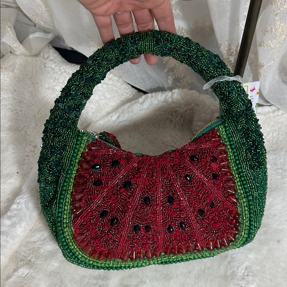 Made in India watermelon beaded hat moon handbag - Picture 3 of 5